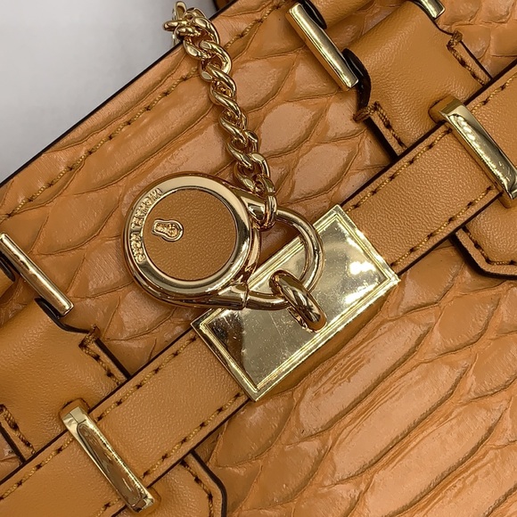 Michael Kors HAMILTON XSMALL  Snake Embossed SATCHEL CROSSBODY BAG CIDER COLOR - Picture 11 of 16